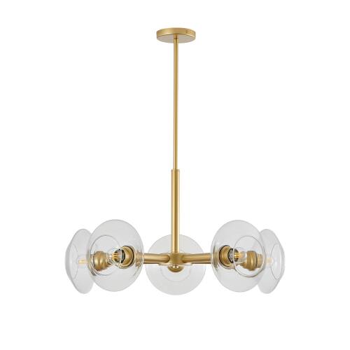 Angle. LISM - 26" Modern Gold 5-Light Sputnik Chandelier with Clear Glass Shades for Living Room - Gold.
