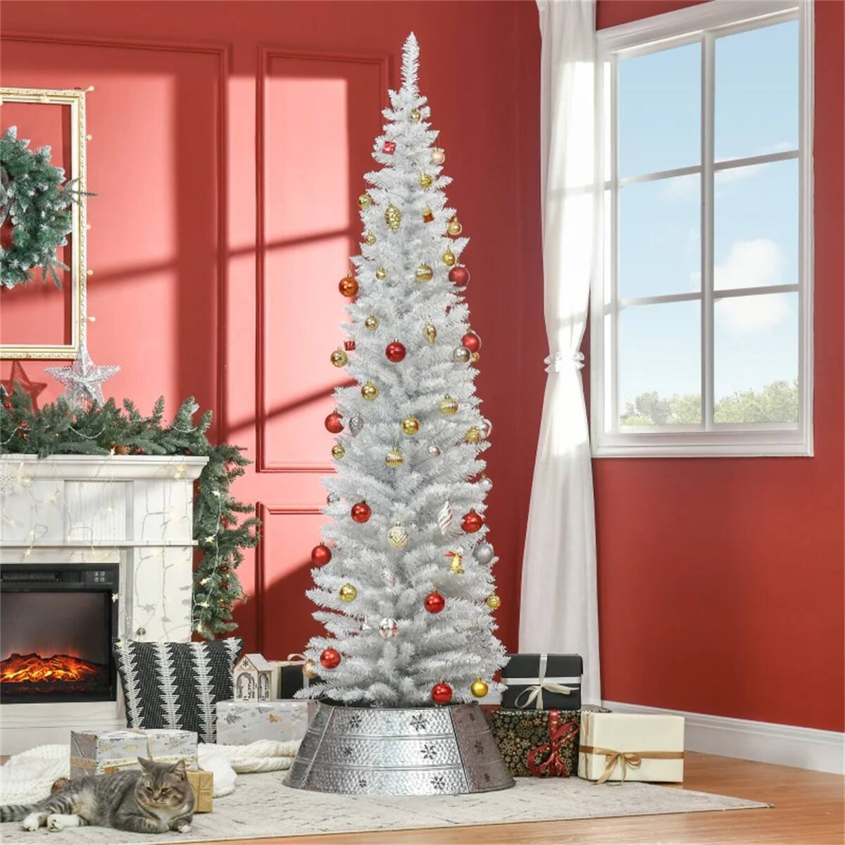 Alt View 5. Resenkos - Resenkos 7 foot white Christmas tree with bracket - White.