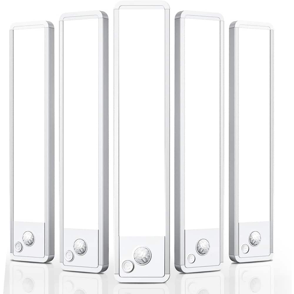ACJPR - Under Cabinet Motion Sensor Dimmable Rechargeable Wireless Closet Lights, Magnetic LED for Kitchen/Bathroom, 5 Pack