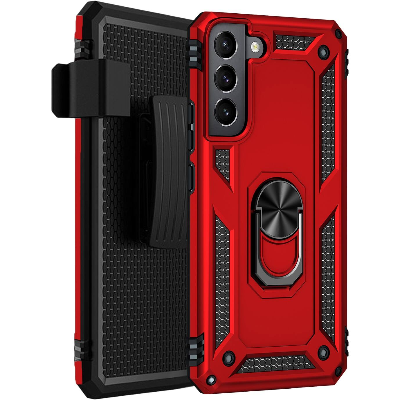 Alt View 11. SaharaCase - Military Kickstand Series Case for Samsung Galaxy S22 - Red.
