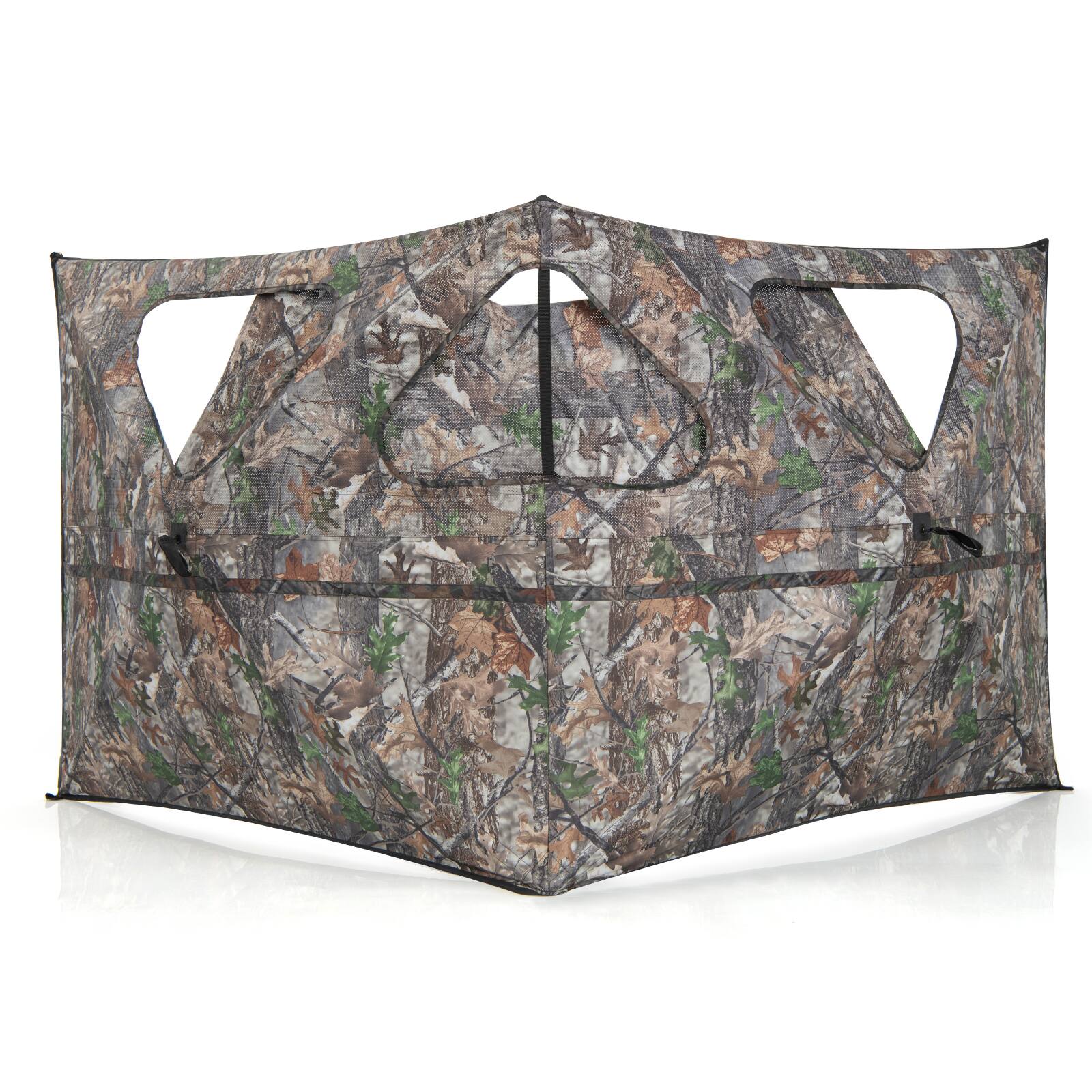 Alt View 8. Costway - Costway Turkey Hunting Ground Blind 2-Panel Pop Up Fence with 3 Shoot Through Ports - Camouflage.