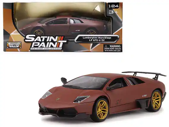 1:24
3+
SATIN PAINT
MOTOR MAX
DIE-CAST COLLECTION
Lamborghini Murciélago LP 670-4 SV
WARNING: CHOKING HAZARD - Small parts. Not for children under 3 years.