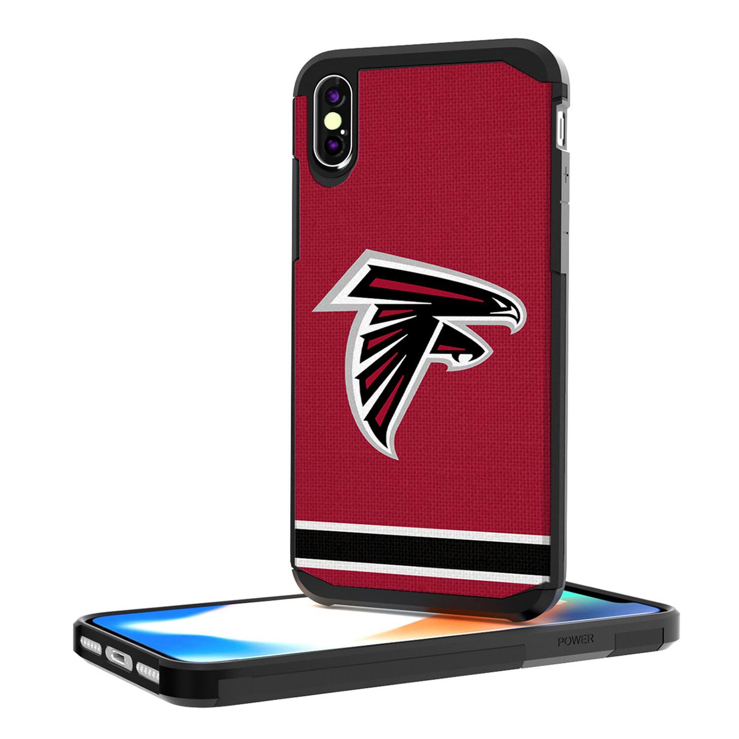 Alt View 2. Keyscaper - Atlanta Falcons iPhone Rugged Stripe Design Case - 16 Pro Max - Multicolor.