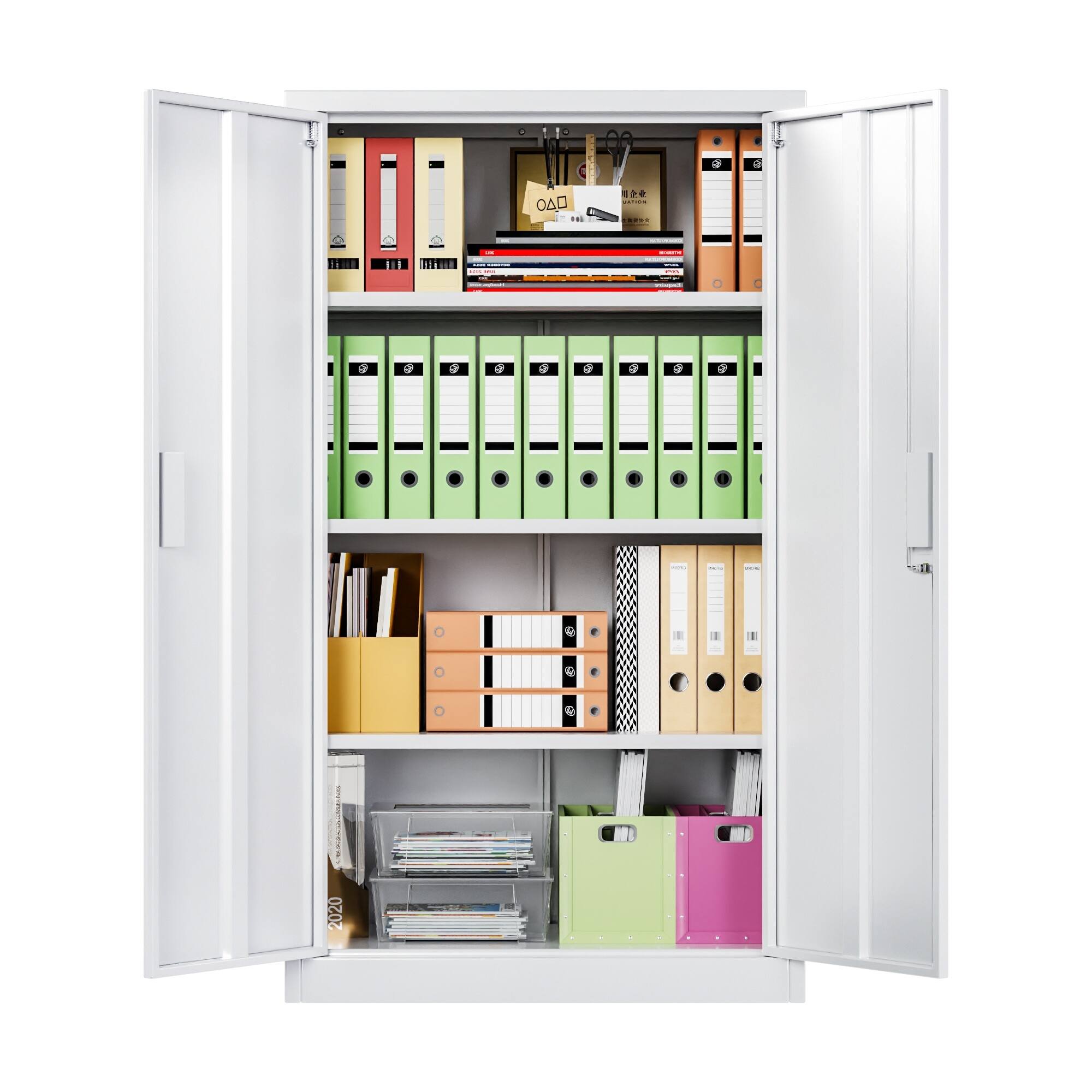 Alt View 1. Boyel Living - Steel Storage Cabinet with Locking Doors and Adjustable Shelves, 31.5 in. W x 55.1 in. H - White.