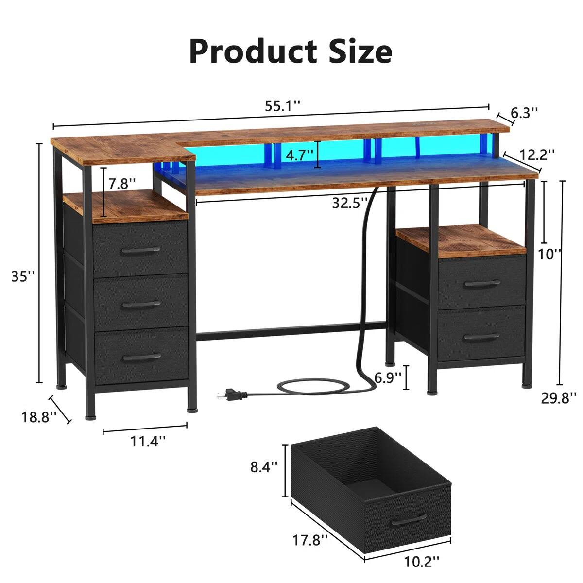 Product Size: 55.1" x 6.3" x 4.7" x 12.2" x 7.8" x 32.5" x 35" x 10" x 18.8" x 6.9" x 29.8" x 11.4" x 8.4" x 17.8" x 10.2"
