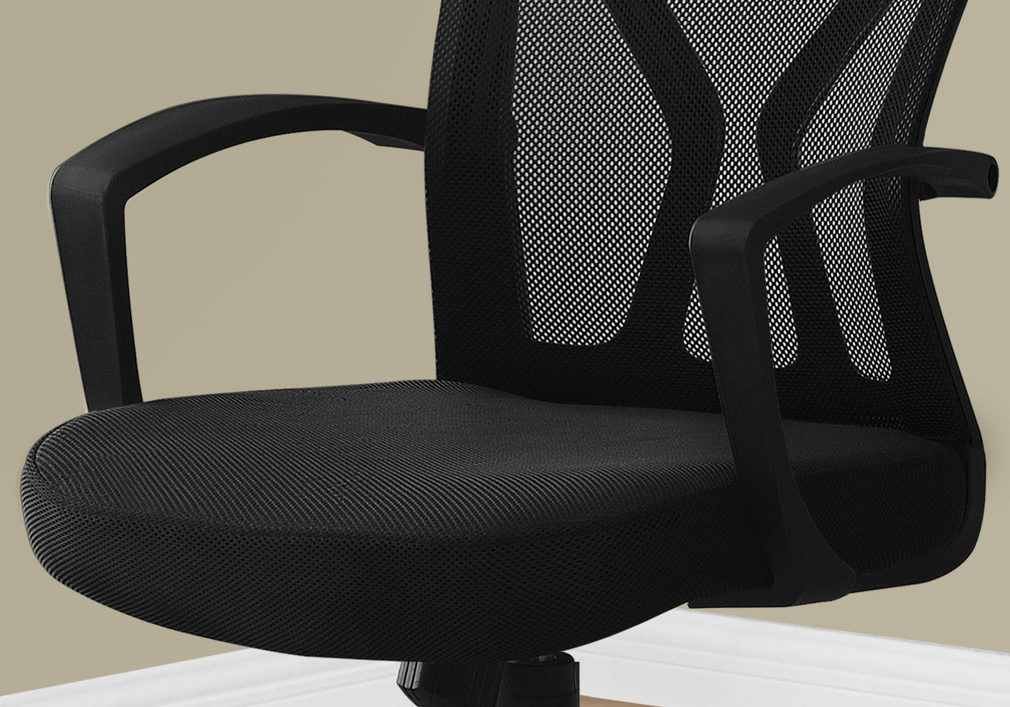 Left. TinyHomie - Black Mesh Black Metal Contemporary Ergonomic Office Chair Adjustable Height - Black.