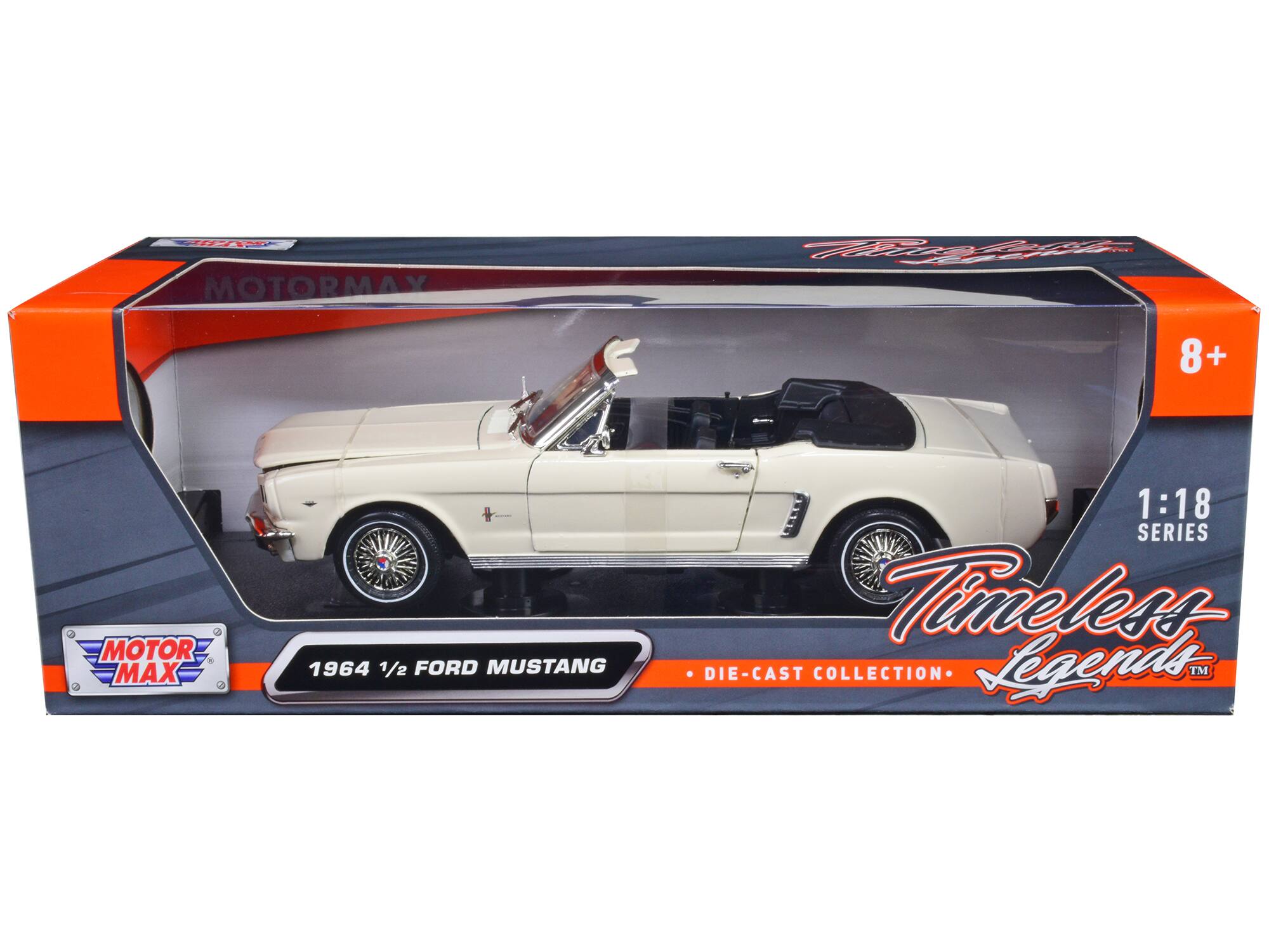 A MOTOR MAX 8+ MOTOR MAX 1964 1/2 FORD MUSTANG 1:18 SERIES Timeless DIE-CAST COLLECTION Legends TM