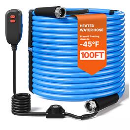 VEVOR - 100FT Heated Water Hose for RV -45°F Anti Freeze Drinking Water Hose,1/2" ID,Smooth Surface,with Leakage Protection GFCI - Blue;Black