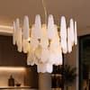 Front. Siljoy - 24 Inch Alabaster Chandelier Modern Gold Multi‑Layer Pendant Light Adjustable Height E12 Socket for Kitchen Island - white.