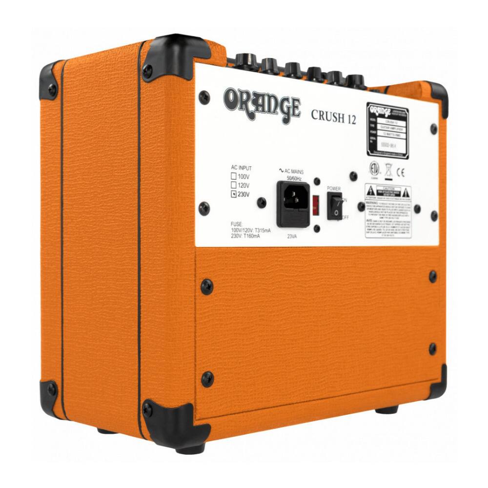 ORANGE CRUSH 12

AC INPUT
- 100V
- 120V
- 230V

AC MAINS
- 50/60Hz

OUTPUT
- 10V
- 12V
- 230V

FUSE
- 100V/120V: 1160mA
- 230V: 23VA

POWER
- 1160W

CE

ZIVA