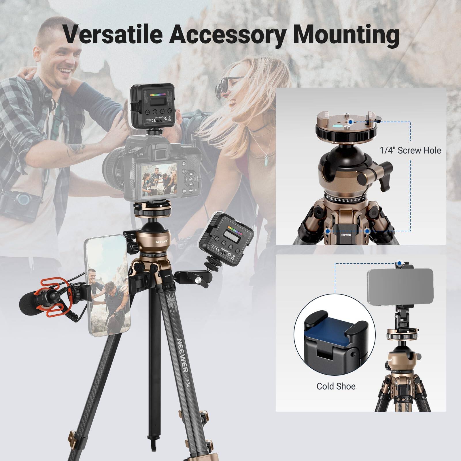 Versatile Accessory Mounting  
1/4" Screw Hole  
Cold Shoe  
NEEWER L3