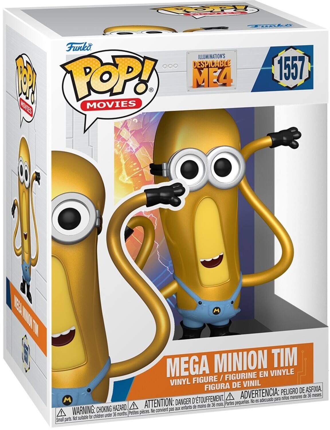 Funko POP! Movies 1557 - Illumination's Despicable Me 4 - Mega Minion Tim Vinyl Figure / Figurine en Vinyle / Figura de Vinil. 

Advertencia: Peligro 36 meses. Niños menores de 36 meses. Attention: Danger. Ne convient pas aux enfants de moins de 36 mois. Warning: Choking Hazard. Not suitable for children under 36 months. Small parts.