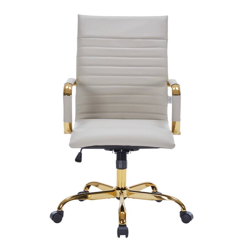 Alt View 2. LeisureMod - Harris Ergonomic High-Back Office Chair Leather Upholstery, Adjustable Swivel, Tilt, and Gold Stainless Steel Frame - Tan.