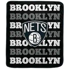Pegasus - Brooklyn Nets 60'' x 70'' Logo Wordmark Plush Blanket - Multicolor