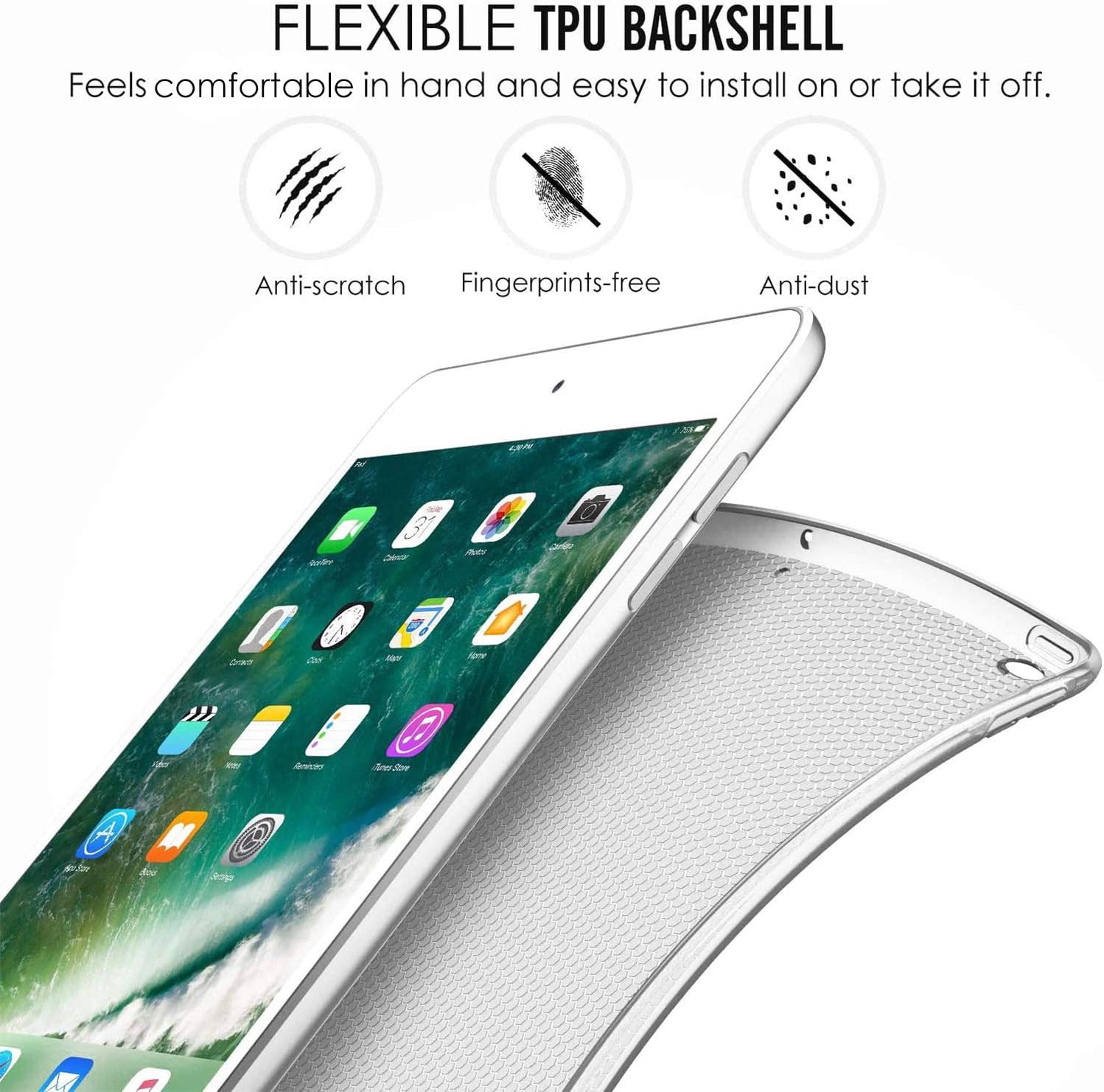 FLEXIBLE TPU BACKSHELL  
Feels comfortable in hand and easy to install on or take it off.  
Anti-scratch  
Fingerprints-free  
Anti-dust