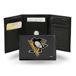 Rico Industries - Pittsburgh Penguins NHL Embroidered Team Logo Black Leather Trifold Wallet - Multi