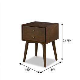 FurniFact - Nightstand in MDF and Solid Poplar Wood with Veneer Finish for Bedroom Storage - Mahogany