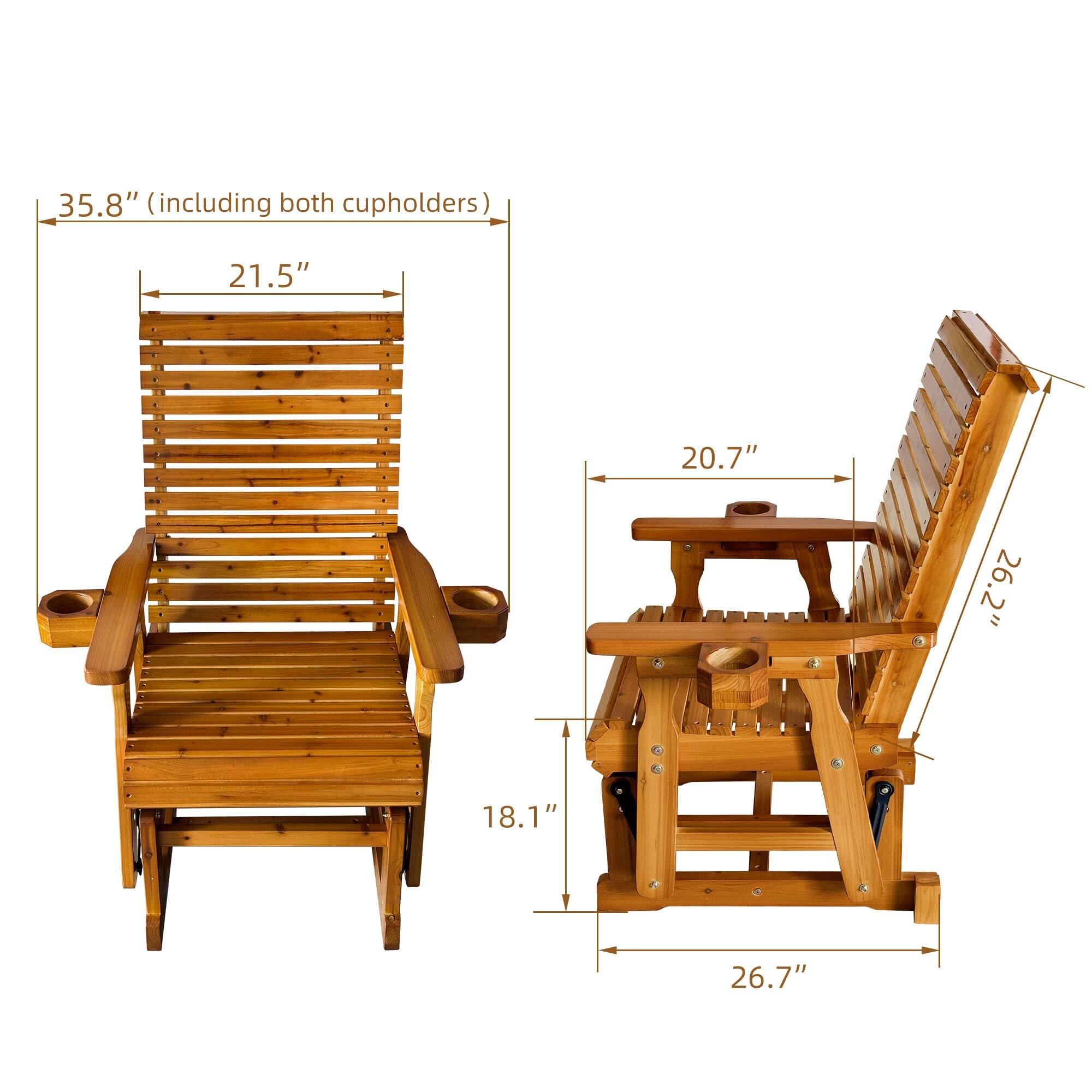 35.8" (including both cupholders)  
21.5"  
20.7"  
26.2"  
18.1"  
26.7"