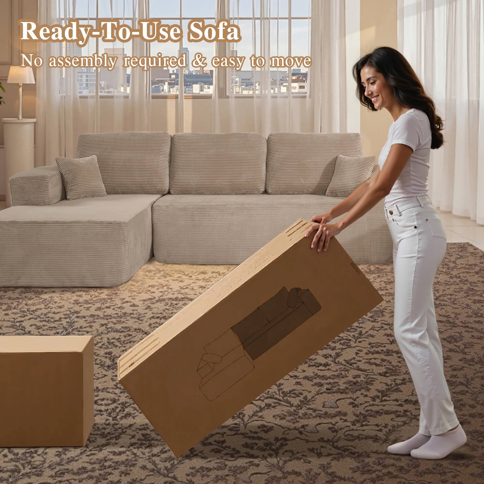 Ready-To-Use Sofa  
No assembly required & easy to move