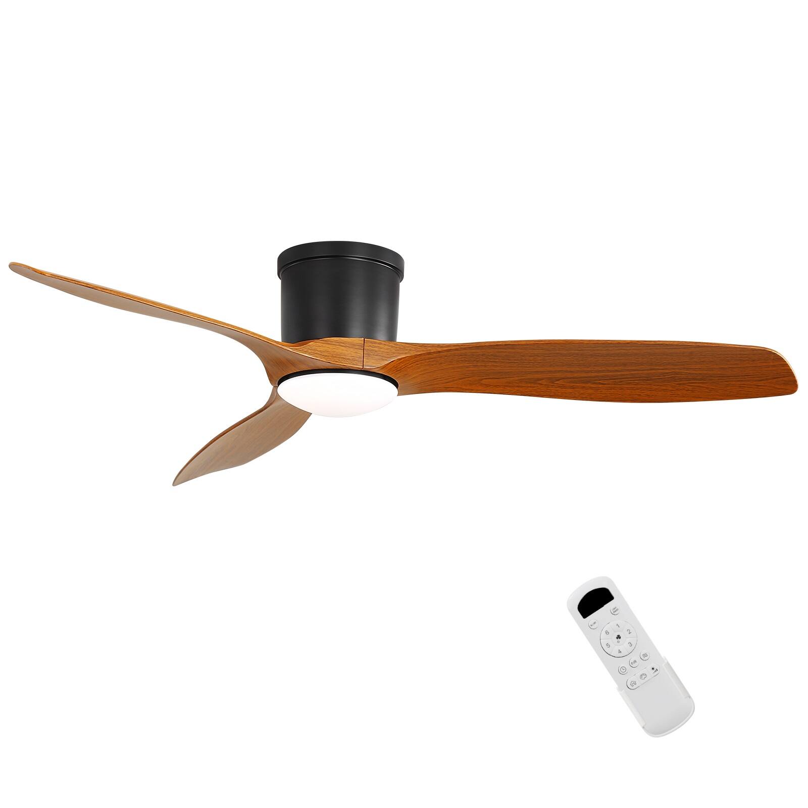 Alt View 4. Sofucor - 52 Inch Flush Mount Ceiling Fans with 3CCT LED Lights High CFM Modern Ceiling Fan Reversible DC for Bedroom Living Room - Black - Deep Color.