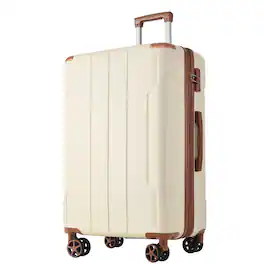 Ecooso - 24-Inch Hardshell Luggage, Lightweight Durable ABS Suitcase with Double Wheels, Expandable Checked Luggage - Brown white