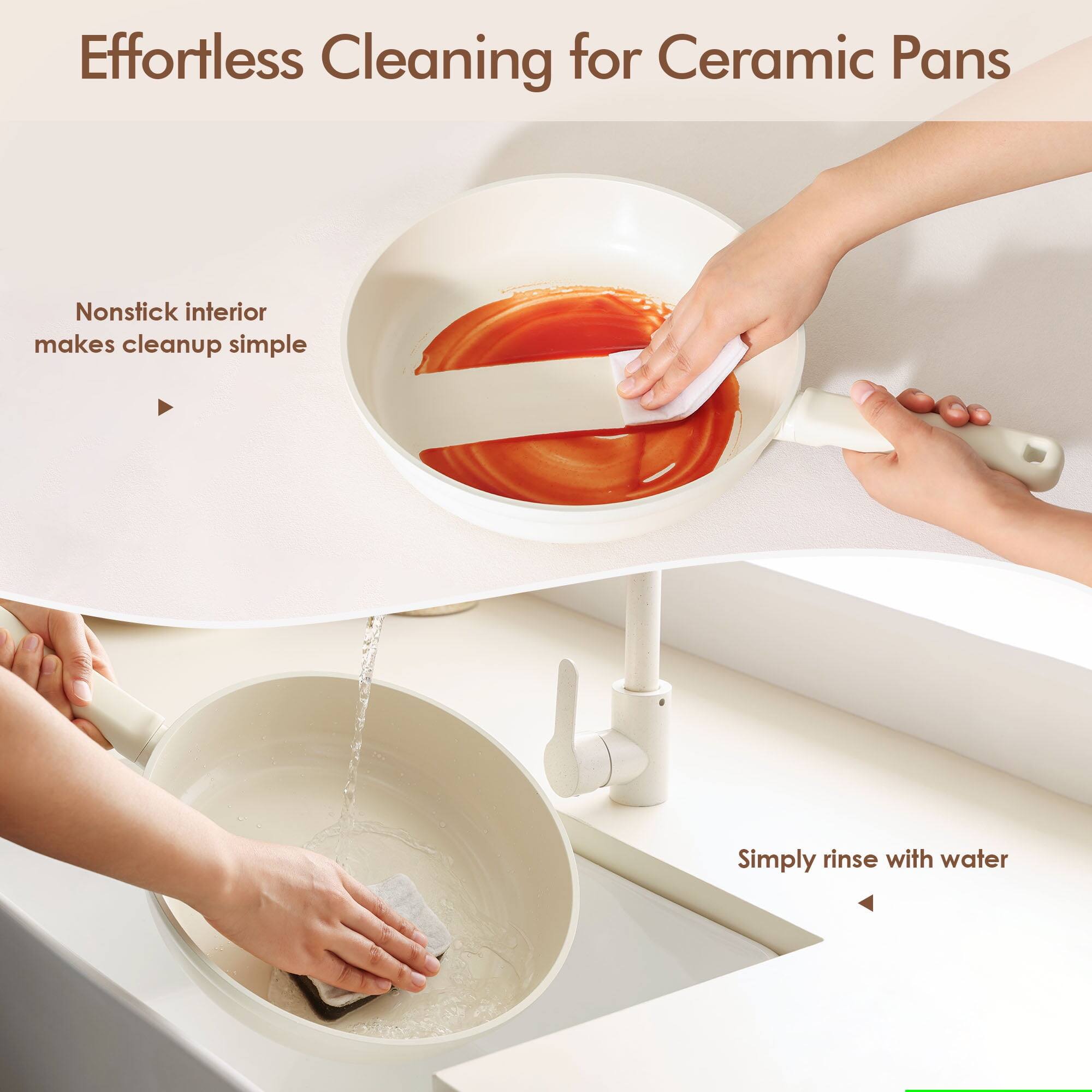 Effortless Cleaning for Ceramic Pans

Nonstick interior makes cleanup simple

Simply rinse with water