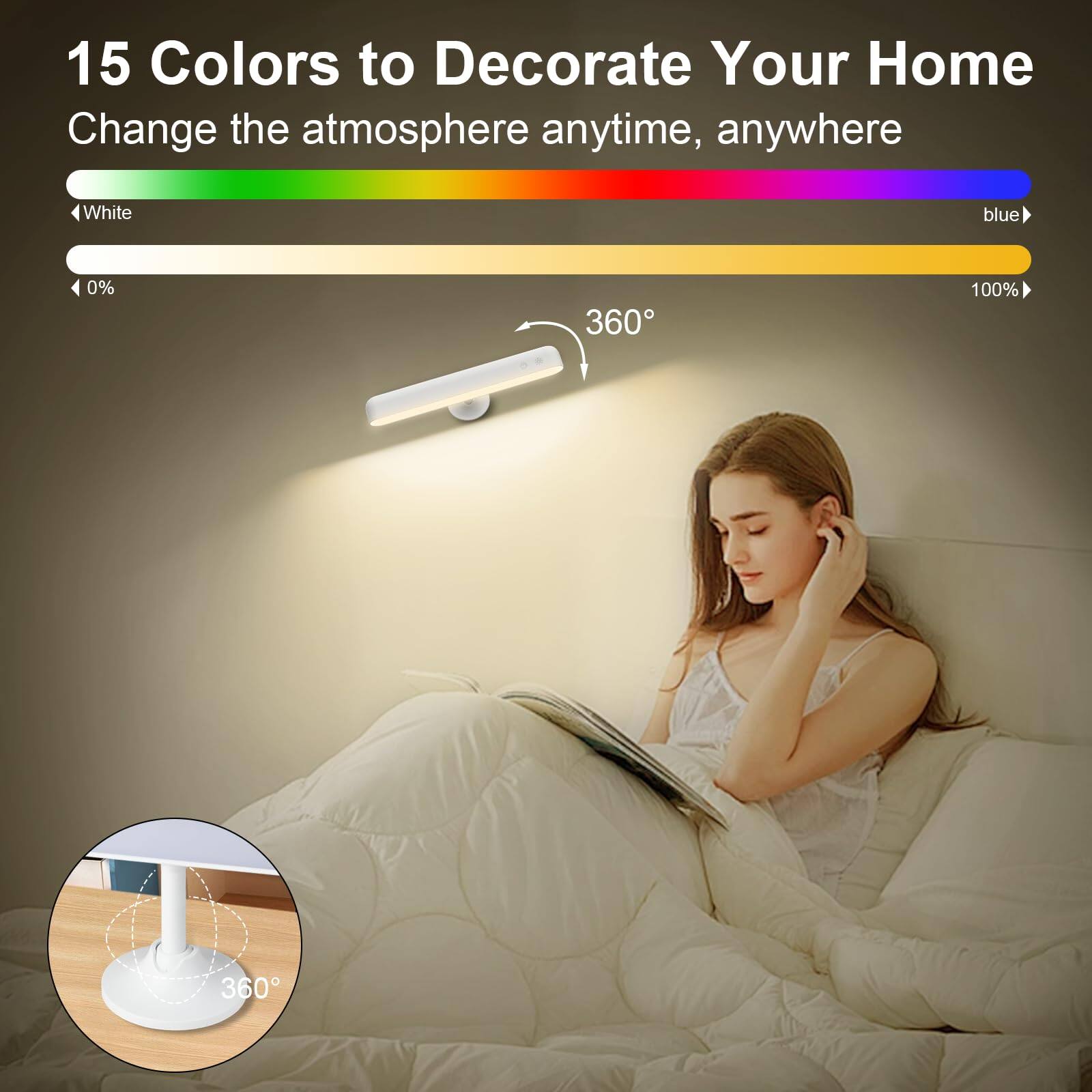 15 Colors to Decorate Your Home  
Change the atmosphere anytime, anywhere  

White  
0%  

360°  

blue  
100%  

360°
