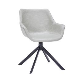 LeisureMod - Markley Upholstered Swivel Dining Chair with Arms and Metal Legs - Light Gray