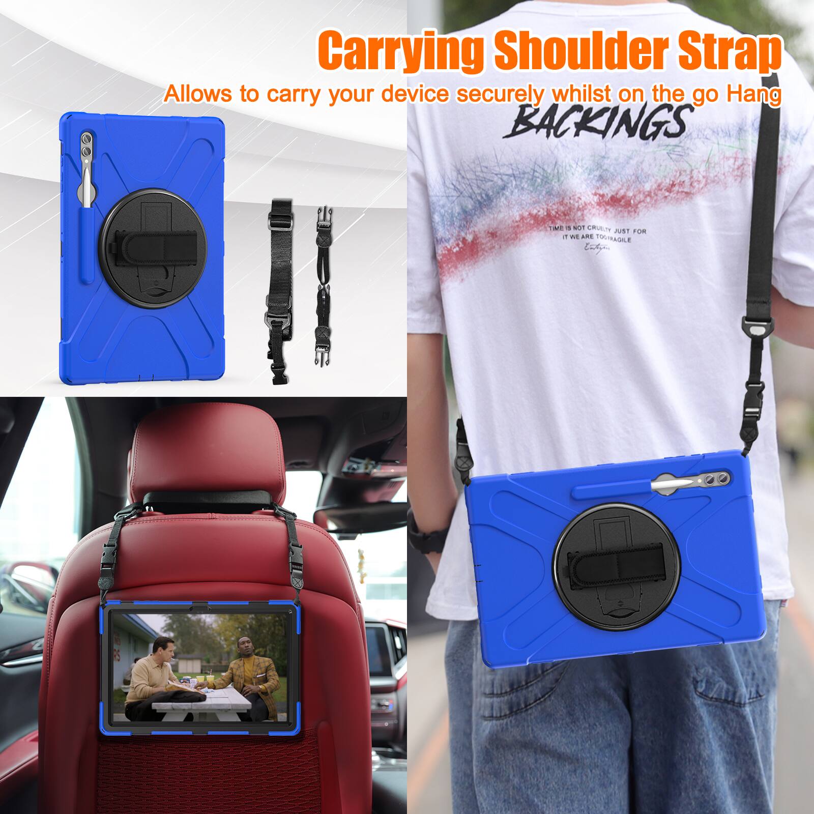 Carrying Shoulder Strap  
Allows to carry your device securely whilst on the go  
Hang BACKINGS  

TIME IS NOT CRUELITY JUST FOR 1 WE ARE TOGYRAGILE