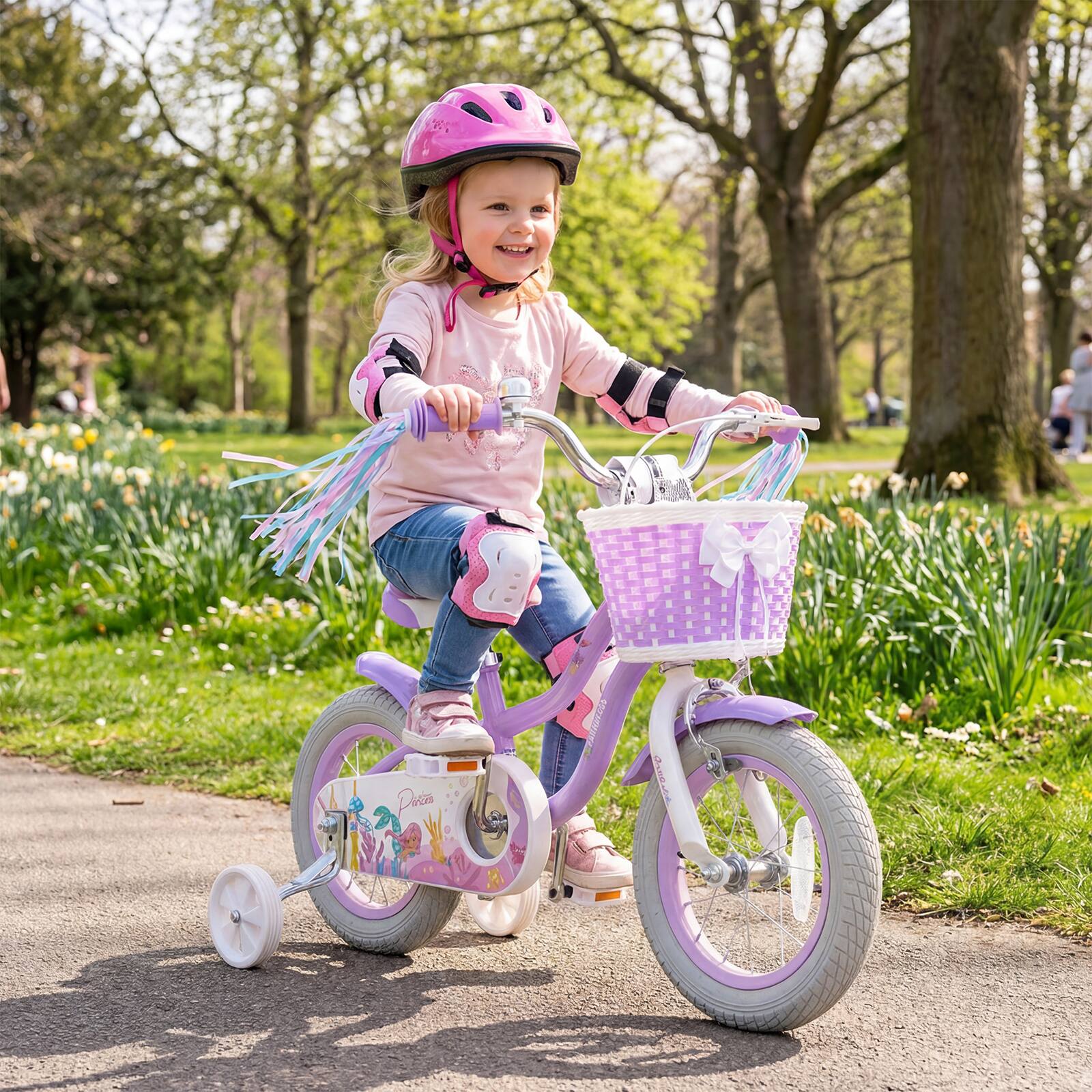 Alt View 3. Gymax - Gymax 12'' Kids Bike w/Training Wheels Hand Coaster Brakes Adjustable Seat Handlebar - Purple.