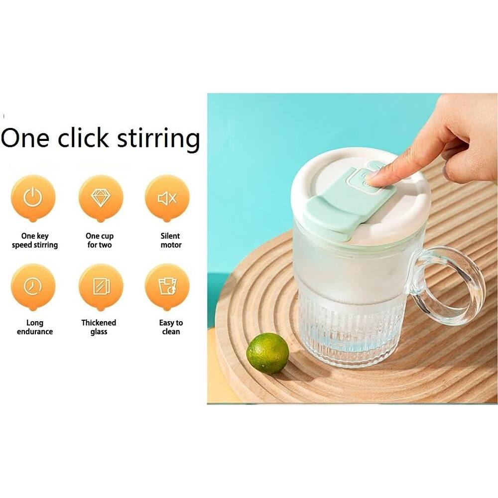 One click stirring

- One key speed stirring
- One cup for two
- Silent motor
- Long endurance
- Thickened glass
- Easy to clean