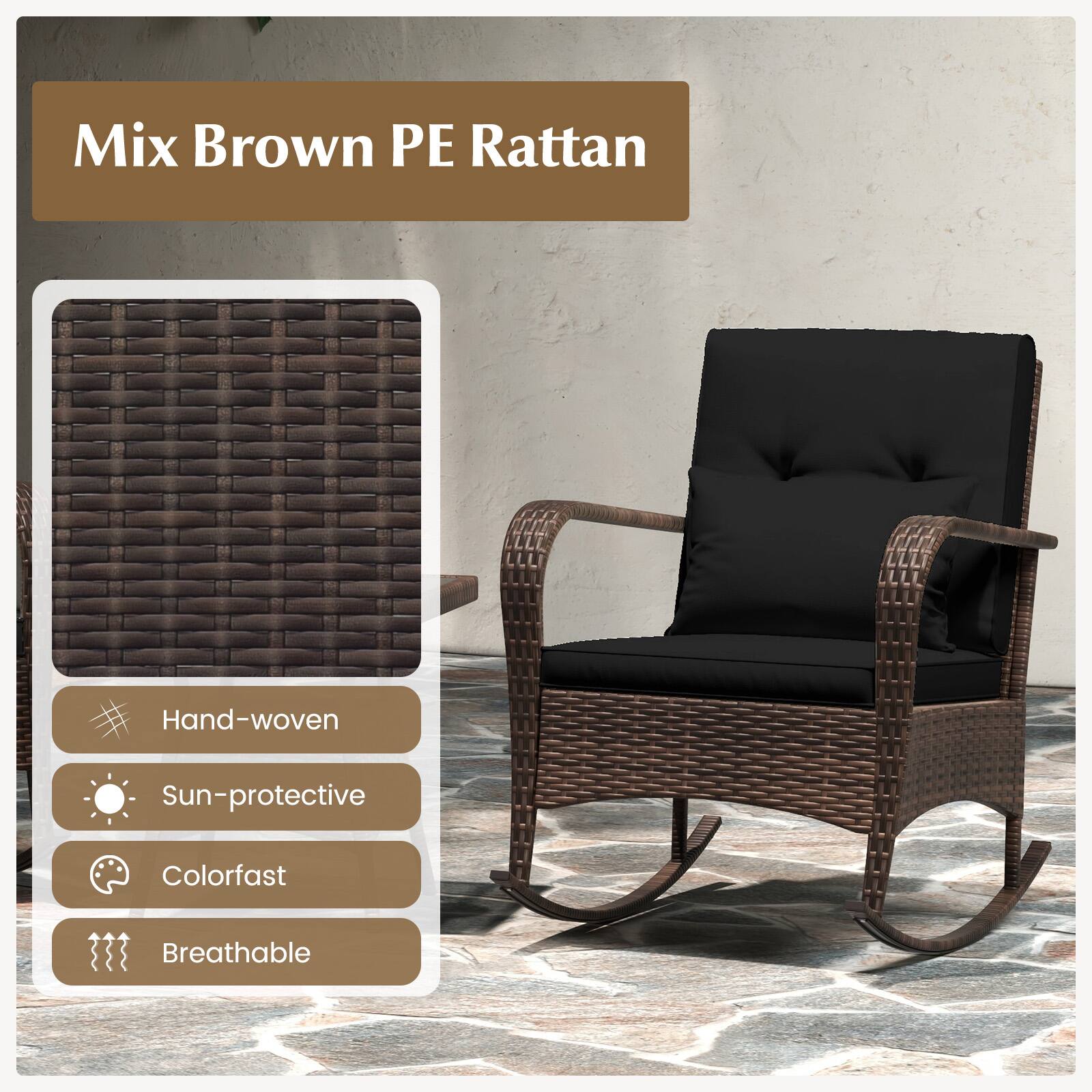 Mix Brown PE Rattan

- Hand-woven
- Sun-protective
- Colorfast
- Breathable
