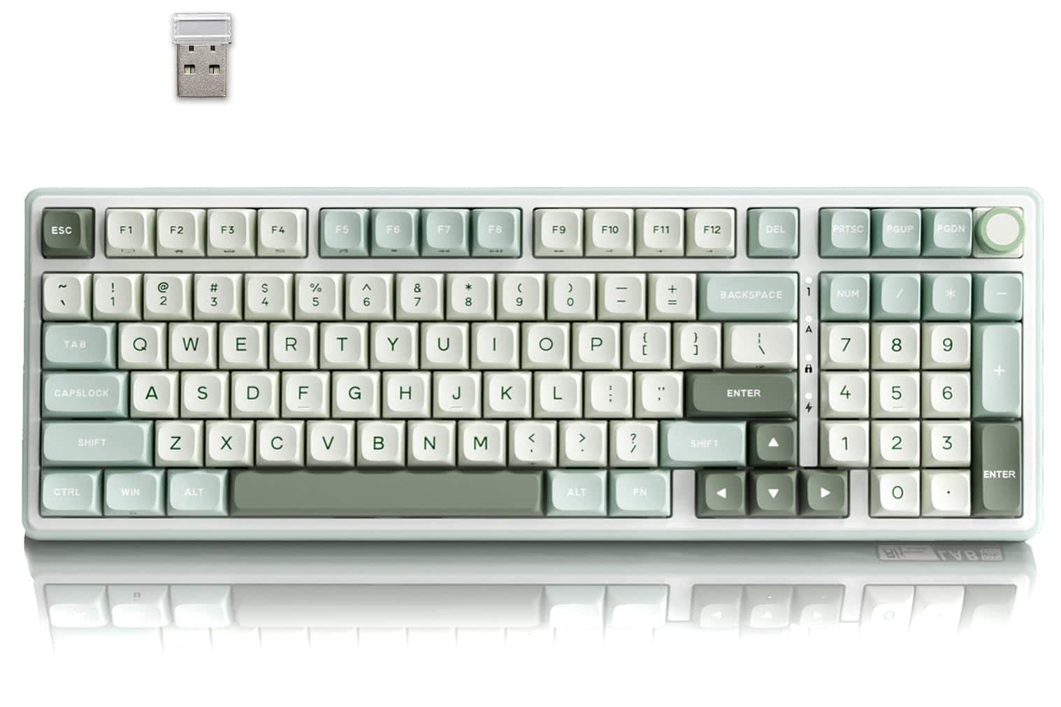 TECH SAFARI - R98 Pro Wireless Mechanical Creamy Bluetooth wired Rgb Gaming With Number Pad And Knob Mda Profile Pbt Keyc - Green