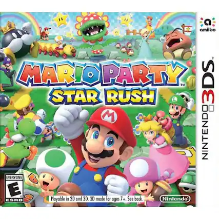 a amiibo MARIO PARTY TM DS STAR RUSH 3 M NINTENDO 3DS NINTENDO EVERYONE E ESRB Playable in 2D and 3D. 3D mode for ages 7+. See back. Nintendo - E10+ (Everyone 10+)
