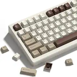 Womier - Double Shot PBT Keycaps Set,Cherry Profile Custom Key caps for All ANSI Layout Mx Switch Mechanical Keyboard - Beige-138 Keys