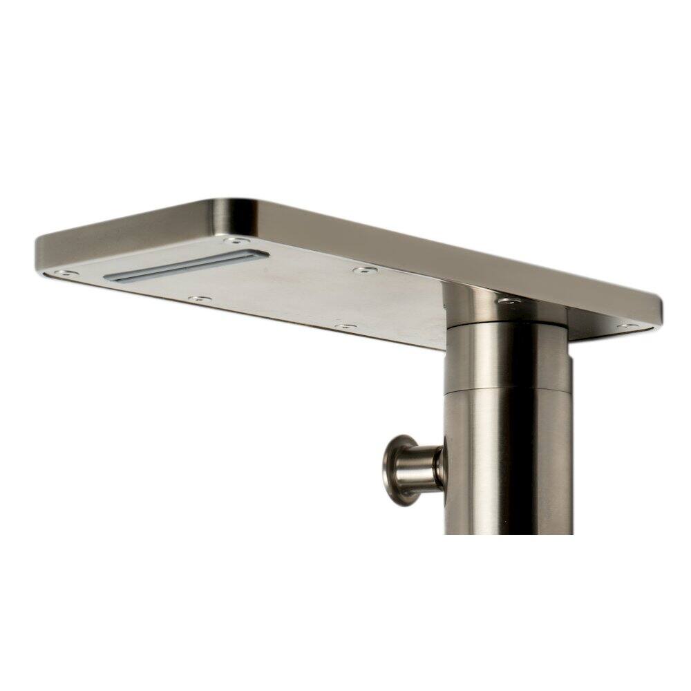 Angle. Alfi - Brushed Nickel Free Standing Floor Mounted Bath Tub Filler - Silver.