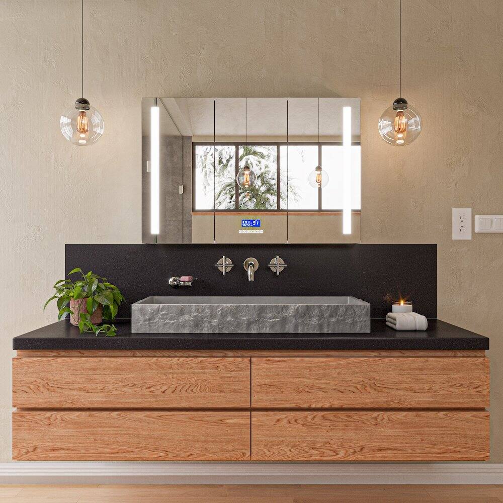 Alt View 1. Alfi - 39" Solid Concrete Gray Matte Trough Sink for the Bathroom - Gray.