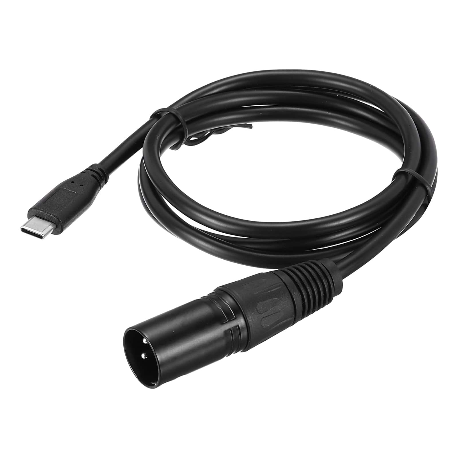 Unique Bargains - 3 Pin DMX512 XLR Male to Type-C Male Adapter Cable, 3ft, for Stage Studio Console Lighting - Black