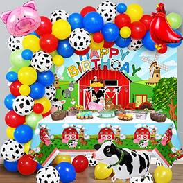 Vulpecula Spade - 91Pcs Farm Animals Party Decorations Supplies, Farm Barn Animal Backdrop Farmhouse Decor Tablecloth Cow Print Horse - Brown