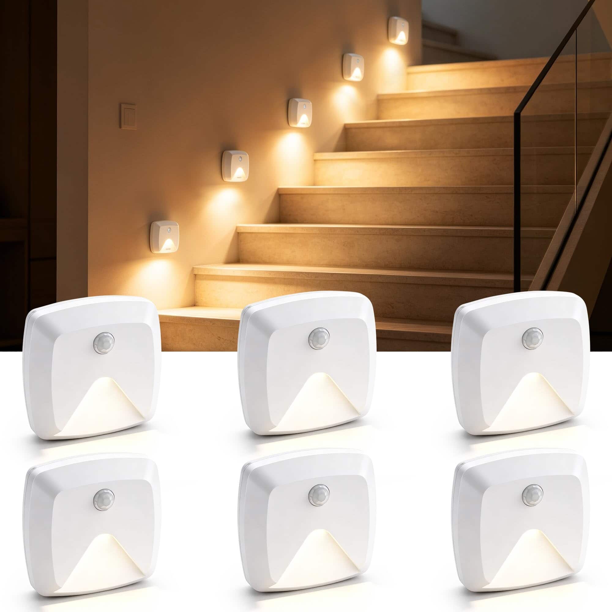 Dazzed Corner - 6-Pack Motion Sensor LED Night Lights, Stick-On Battery Wall Lights - White price history on PriceWatchPro