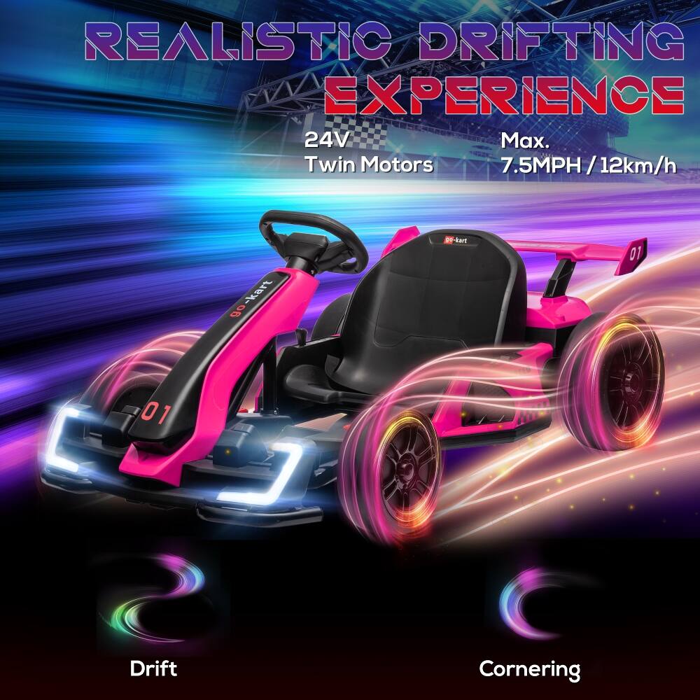 REALISTIC DRIFTING EXPERIENCE  
24V Max. Twin Motors  
7.5MPH / 12km/h  
Drift  
Cornering