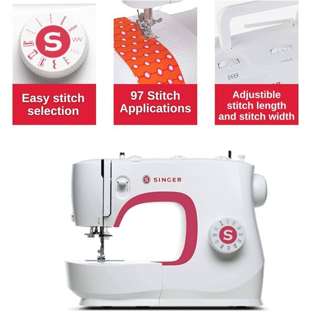 Easy stitch selection  
97 Stitch Applications  
Adjustable stitch length and stitch width  

SINGER  
22-0 S MAA