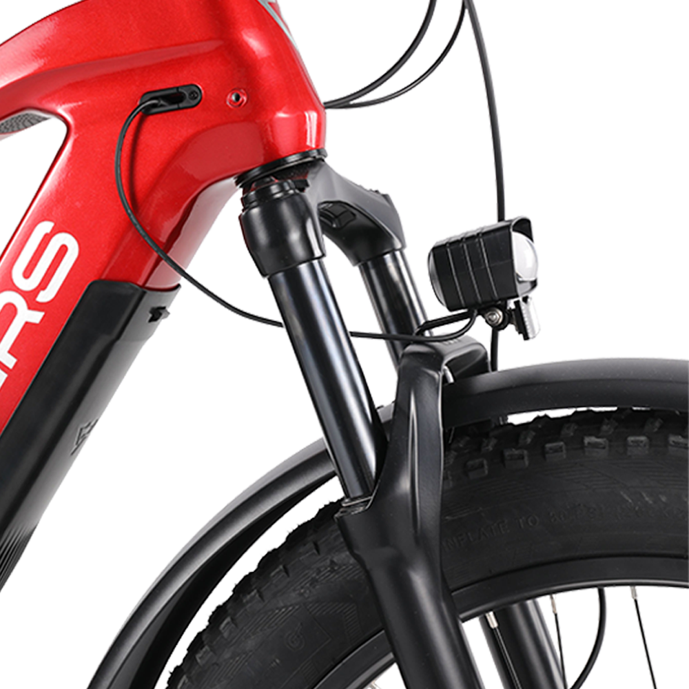 Alt View 1. Vanpowers - GrandTeton Pro Adult 26" Step-Over 750W Hub Motor E-Bike - Lava Red and Coke Black.