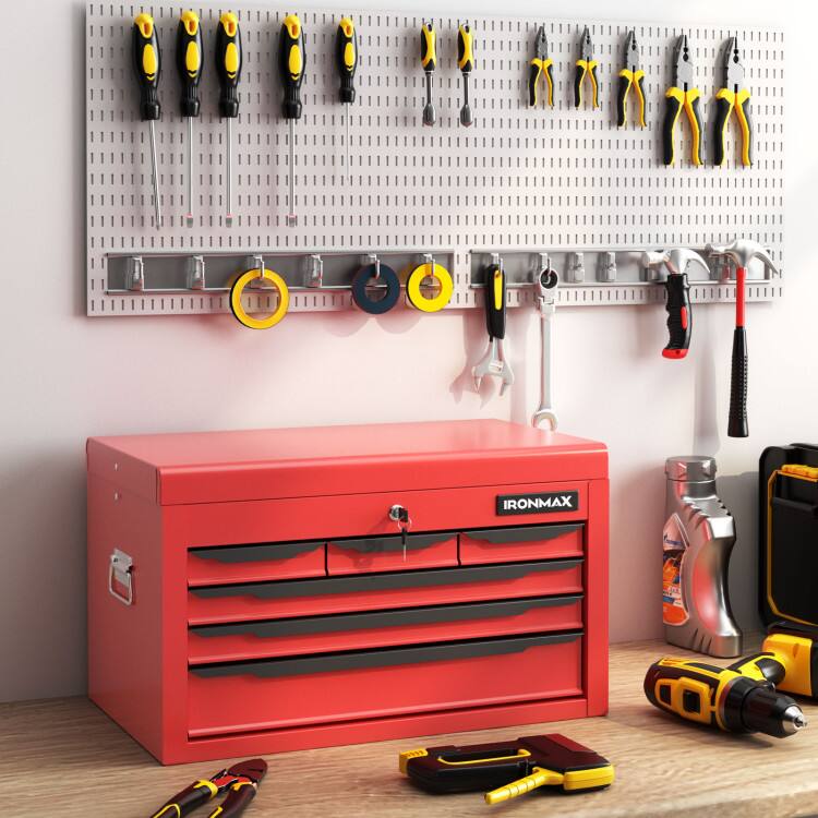 Front. Mondawe - 24 in Tool Chest Case with 6 Drawers and Top Storage for Garage Repair Shop - Red.
