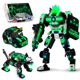 JitteryGit - Police Robot Glow in The Dark 3-in-1 Toys(279 pc) Voltroid