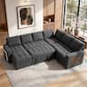 Dyonery - 7 Seat L Shaped Sectional Sleeper Sofa Bed with Pull Out Bed, Sectional Sleeper Couch with Ottoman, Chenille Gray - Gray