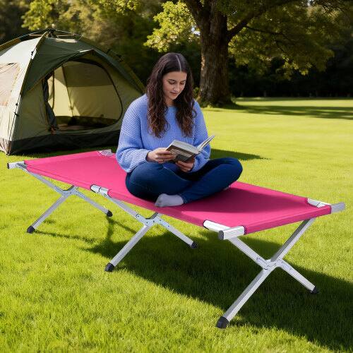 Alt View 7. Winado - 1PC Portable Folding Camping Cot with Camp Bed, Sleeping Cots, Carry Bag for Outdoor Camping Sleeping Nap Beach Travel - Pink.