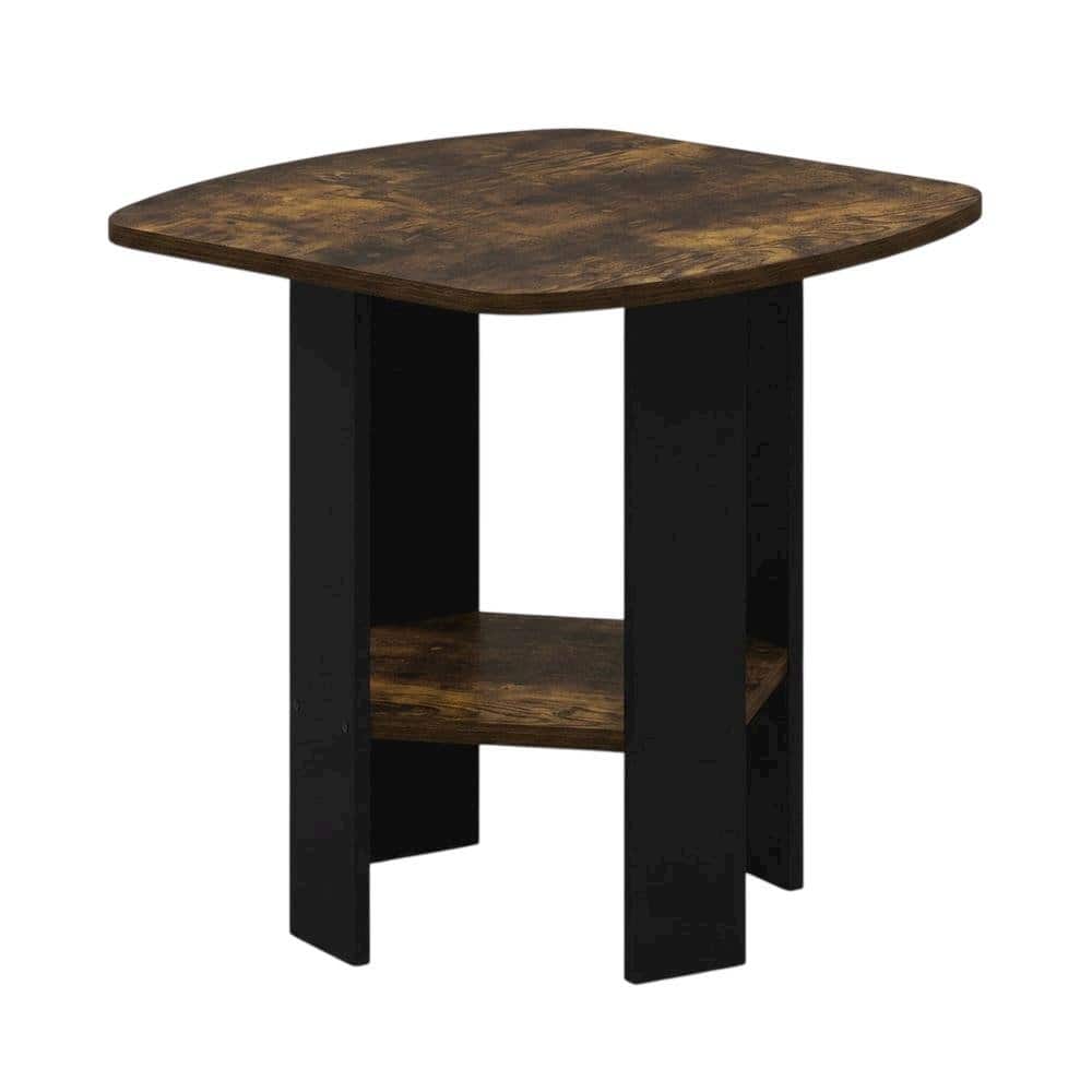FurniFact - Amber Pine and Black Finish Accent End Table for Living Room - Amber Pine/Black