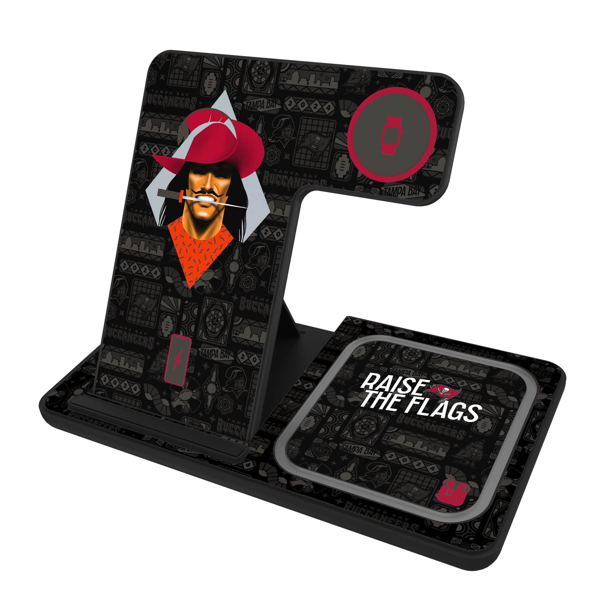 Keyscaper - Black Tampa Bay Buccaneers 3-in-1 Charging Station - Black