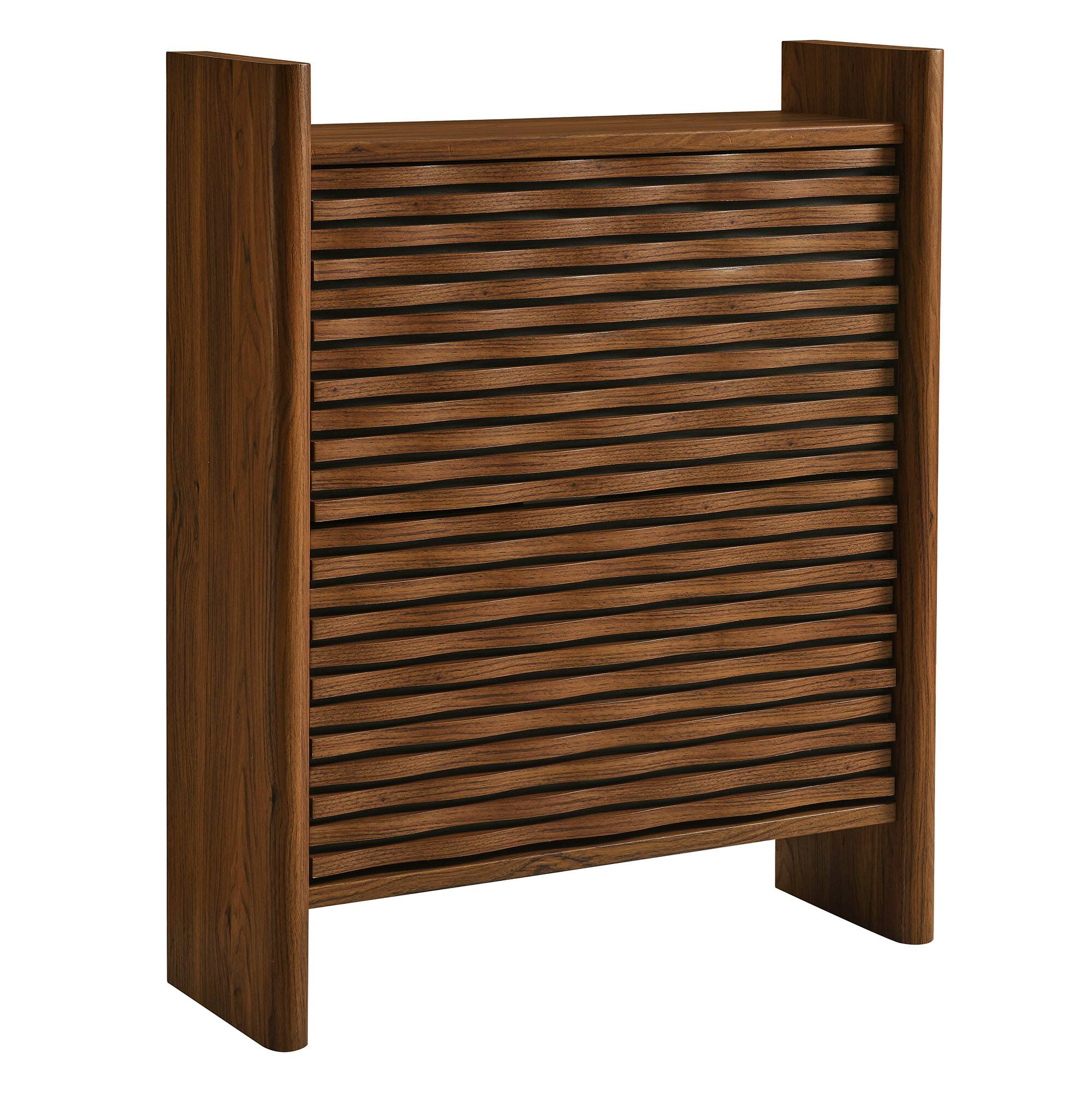 Angle. Modway - Emric Wave Shoe Cabinet by Modway - Walnut.